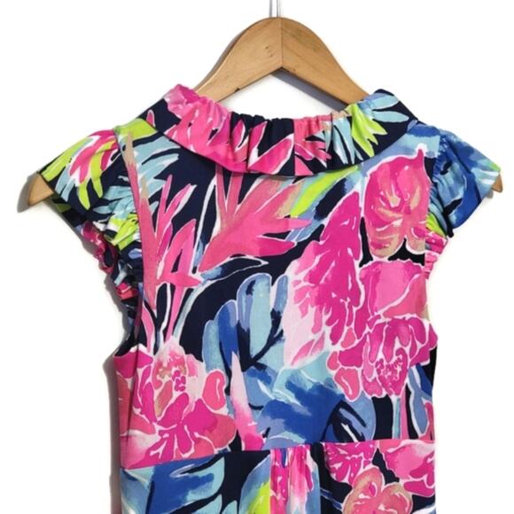 Lilly Pulitzer Clare Silk Jersey Dress High Tide Tropicolada Mini Floral Size XS - Picture 9 of 16